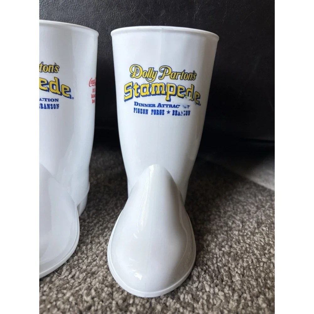3 Lot Dolly Parton's Dixie Stampede Plastic Souvenir Boot Cup Mug Coca Cola 2019